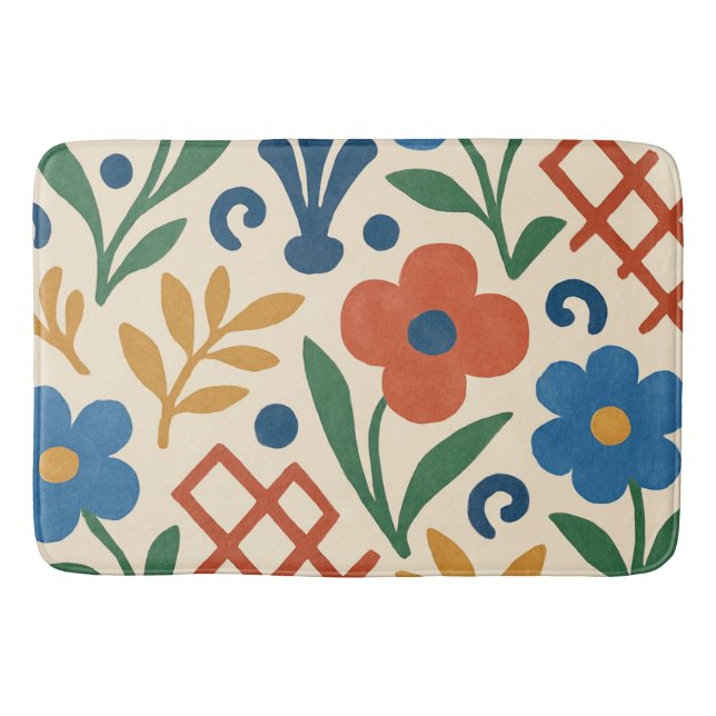 Retro Land Blommigt Trellis Mönster Badrumsmatta (Framsidan)