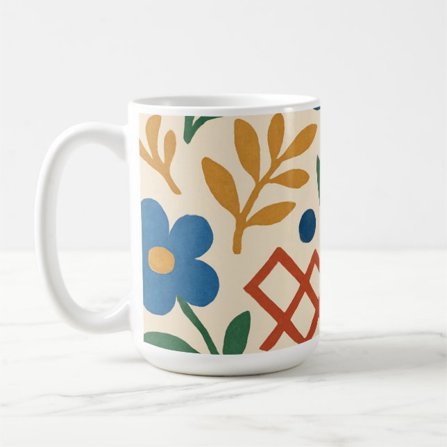 Retro Land Blommigt Trellis Mönster Kaffemugg (Vänster)