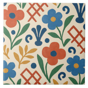 Retro Land Blommigt Trellis Mönster Kakelplatta