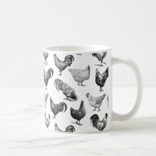 Retro Land Farm Chicken Mönster Kaffemugg
