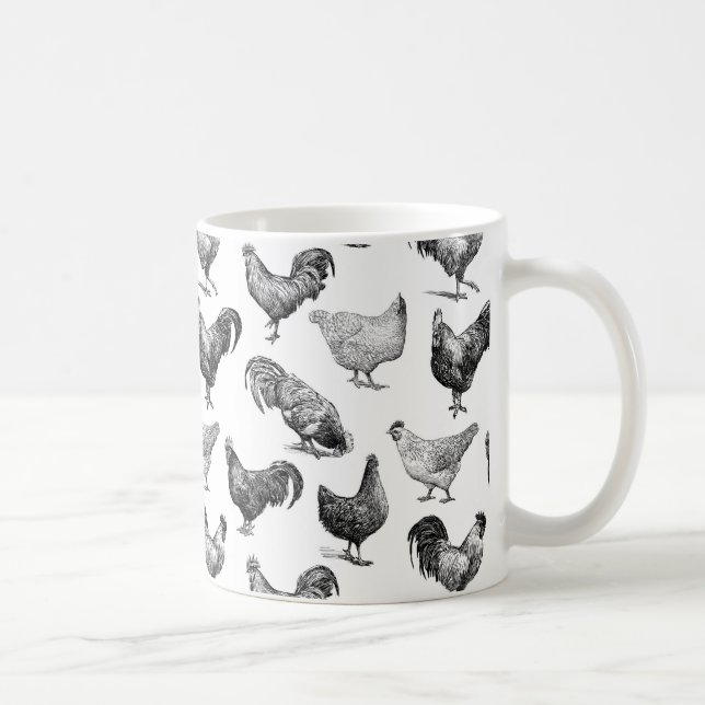 Retro Land Farm Chicken Mönster Kaffemugg (Höger)