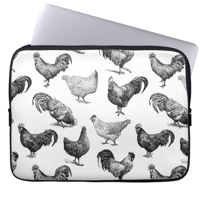 Retro Land Farm Chicken Mönster Laptop Fodral (Framsidan)