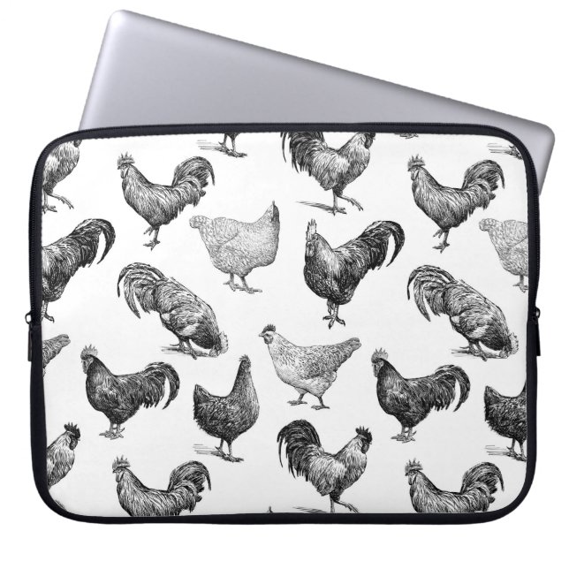 Retro Land Farm Chicken Mönster Laptop Fodral (Framsidan)
