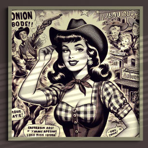 Retro Land Girl Illustration Poster
