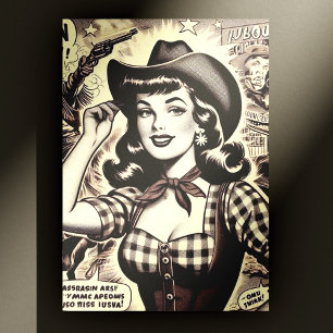 Retro Land Girl Illustration Vykort