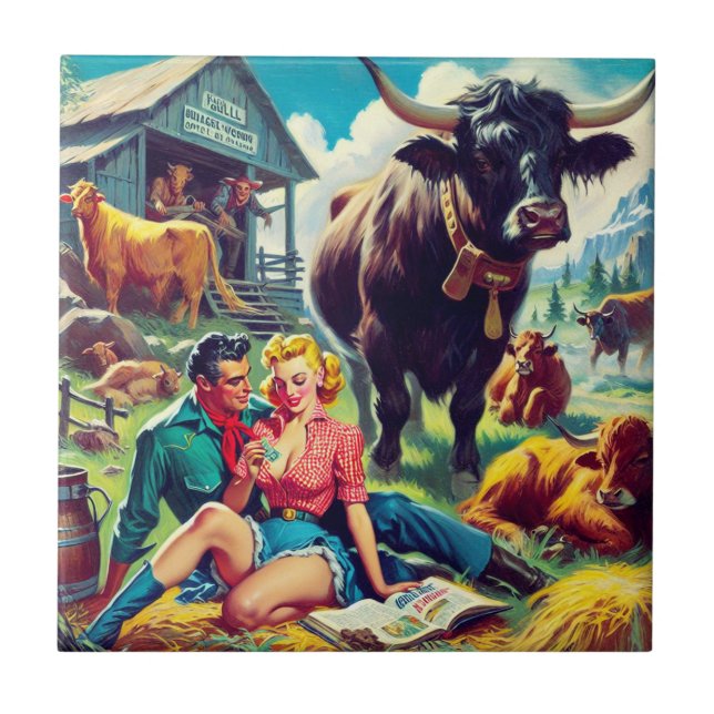 Retro Land par illustration Kakelplatta (Framsidan)