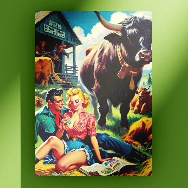 Retro Land par illustration Vykort (Skapare uppladdad)