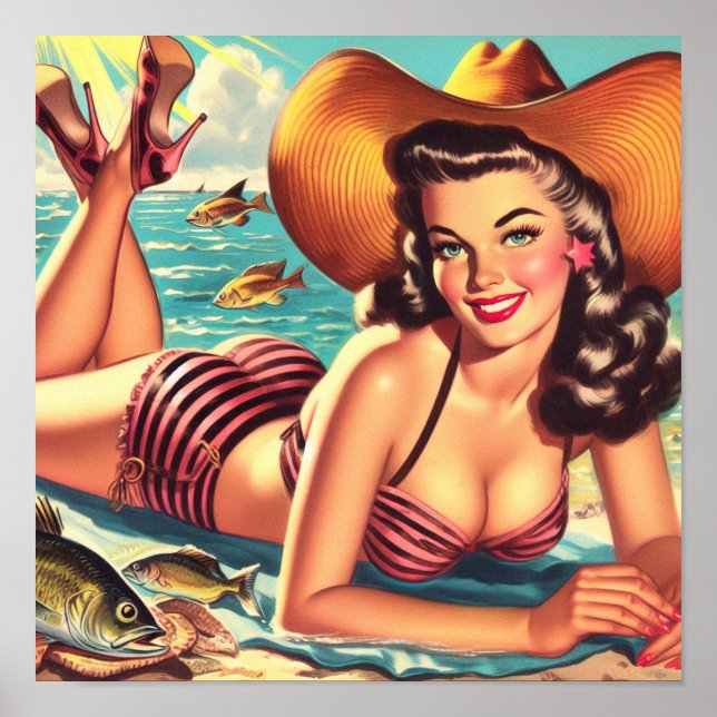 Retro Land Sommar-Pin-up Poster (Framsidan)
