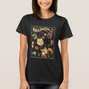 Retro Lång Skum Lived Halloween Pumpa Katt Spöke T Shirt