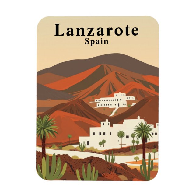 Retro Lanzarote Spain Travel Souvenir Magnet (Vertikal)