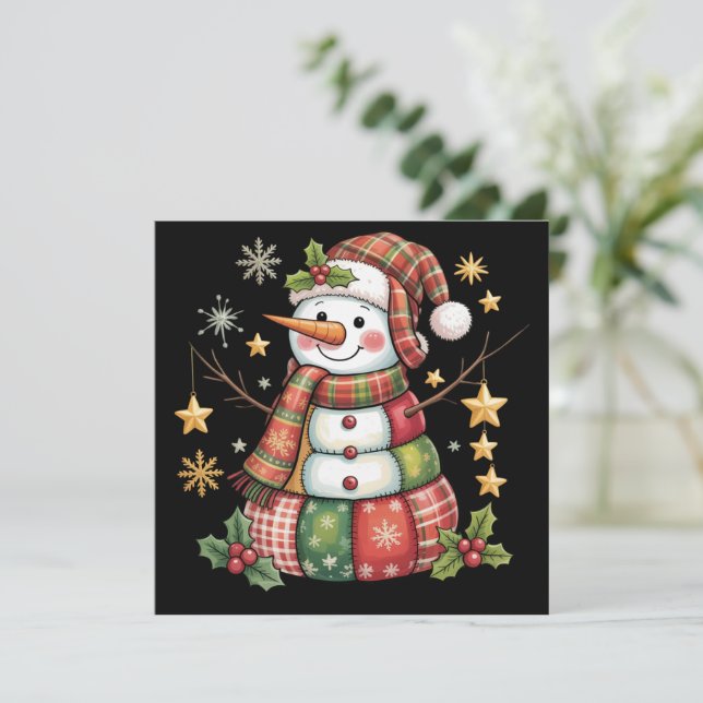 Retro lapptäcke Snorman God Jul Coquette  Julkort (Stående Fram)