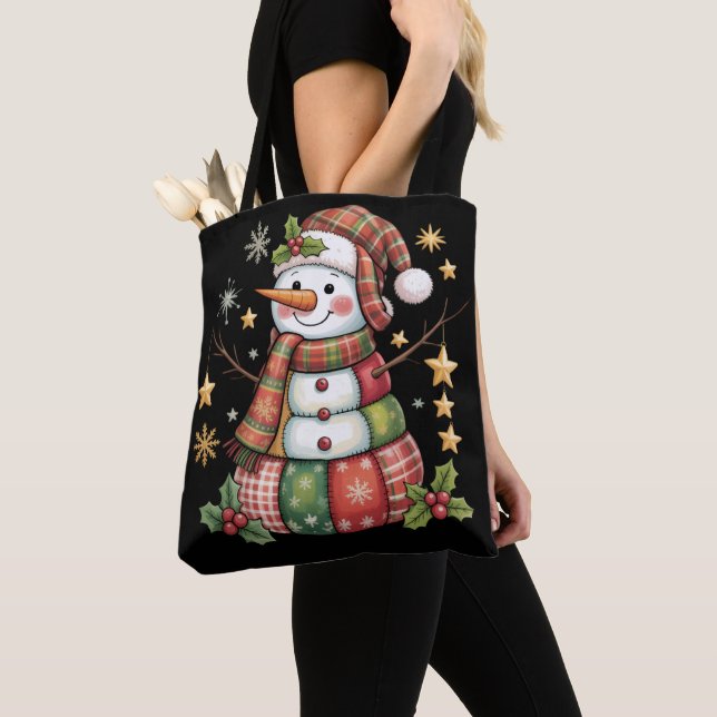 Retro lapptäcke Snorman God Jul Coquette  Tygkasse (Närbild)