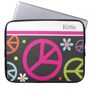 Retro laptop sleeve för fredstecken