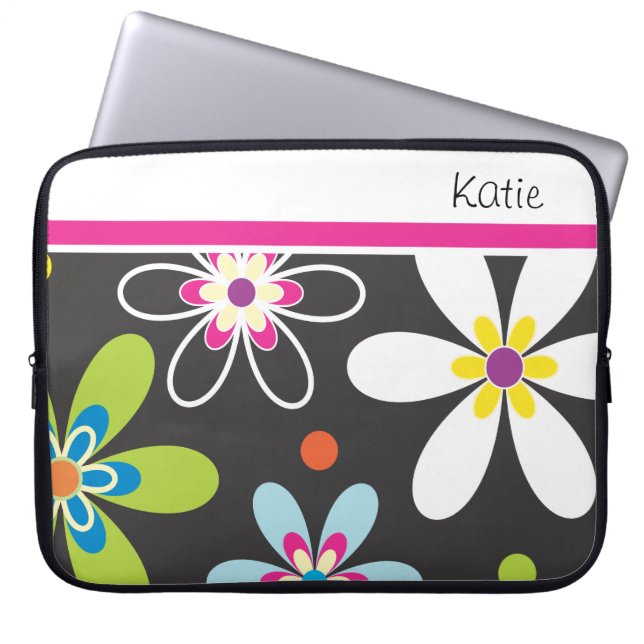 Retro laptop sleeve för fredstecken   | (Framsidan)