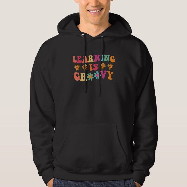 Retro Lärande Groovy Hippie Lärare Studenter Bak Hoodie (Framsida)