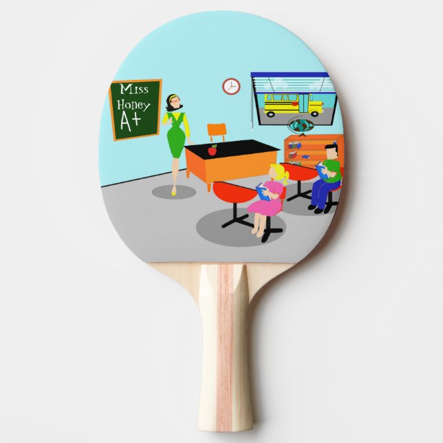 Retro Lärare Ping Pong Paddle Pingisracket (Framsidan)