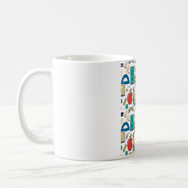 Retro Lärare Skolmaterial Mönster Kaffemugg (Vänster)