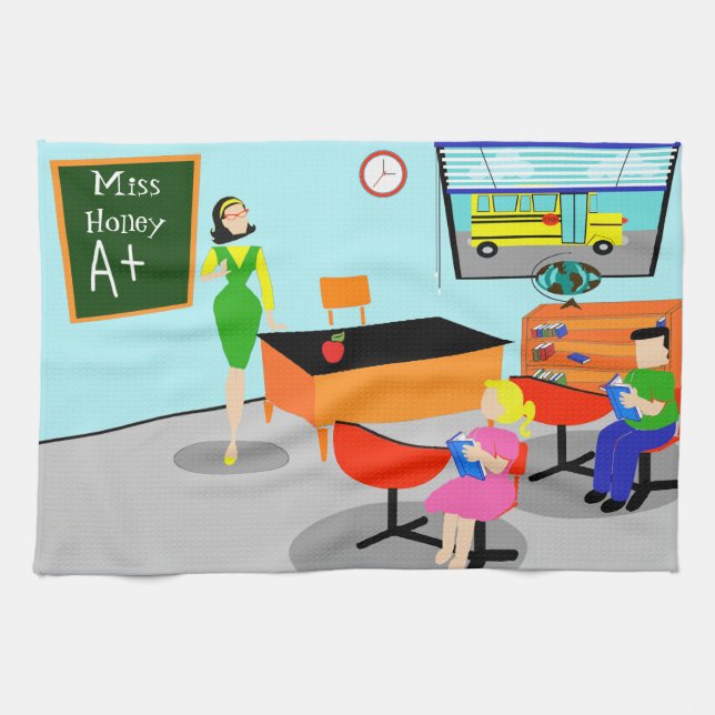 Retro lärarekökshandduk kökshandduk (Horisontell)