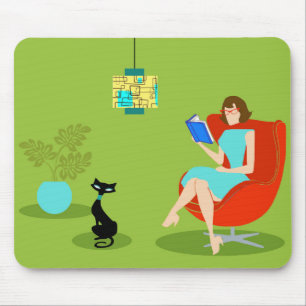 Retro läs- kvinna Mousepad Musmatta