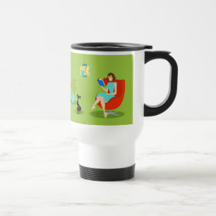 Retro läs- kvinnatravel mug resemugg