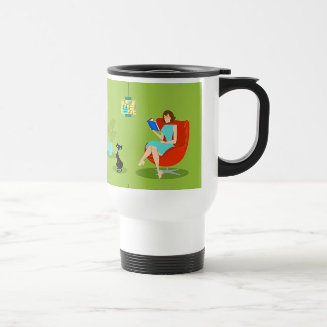 Retro läs- kvinnatravel mug resemugg (Höger)