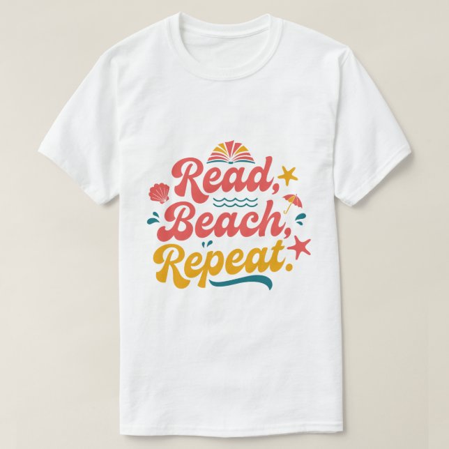 Retro Läs Strand Repetera Sommar Bokälskare T Shirt (Design framsida)
