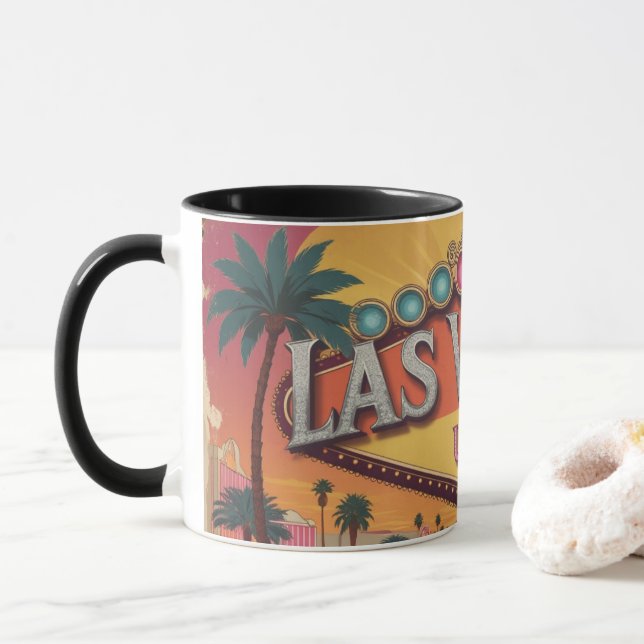 Retro Las Vegas-ljus Mugg (Med munk)