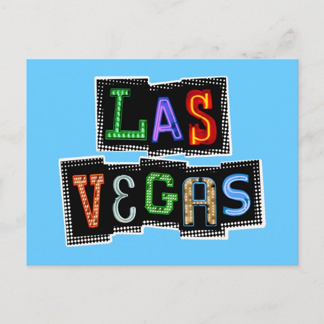 Retro Las Vegas Neon Vykort (Framsida)