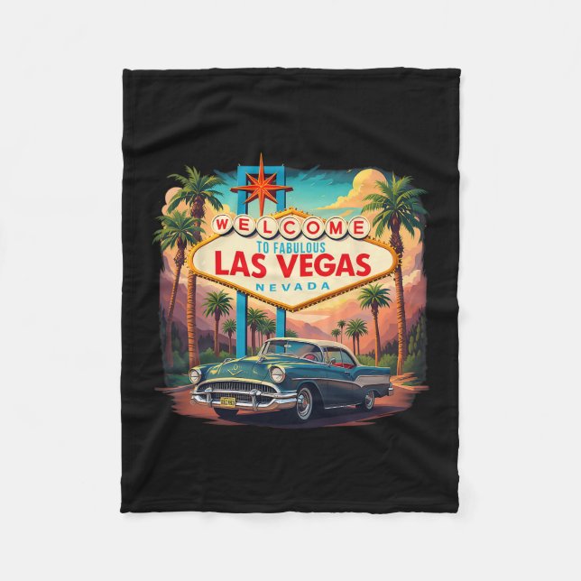 Retro Las Vegas Nevada Las Vegas Souvenir Vacation Fleecefilt (Framsidan)