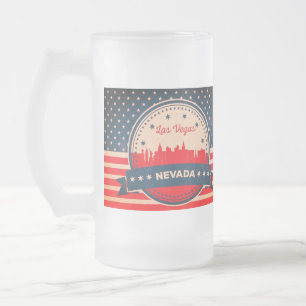Retro Las Vegas Nevada Skyline Frostat Ölglas