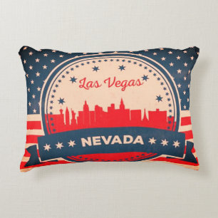 Retro Las Vegas Nevada Skyline Prydnadskudde