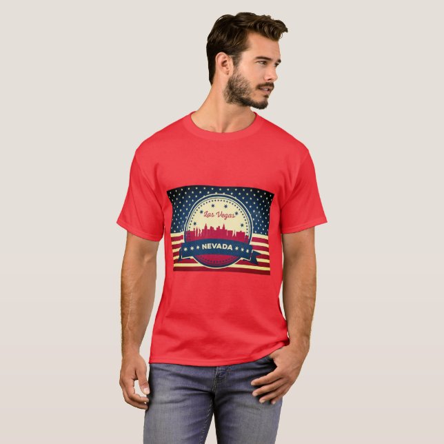 Retro Las Vegas Nevada Skyline T-shirt (Hel framsida)