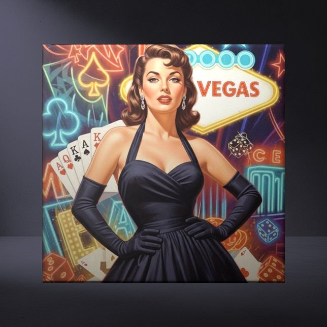 Retro Las Vegas Pin-up Kakelplatta (Skapare uppladdad)