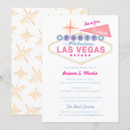 Retro Las Vegas Sign Bachelorette Party Inbjudningar