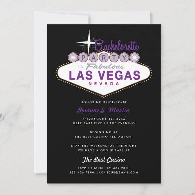 Retro Las Vegas Signera Bachelorette Party-inbjuda Inbjudningar (Framsida)