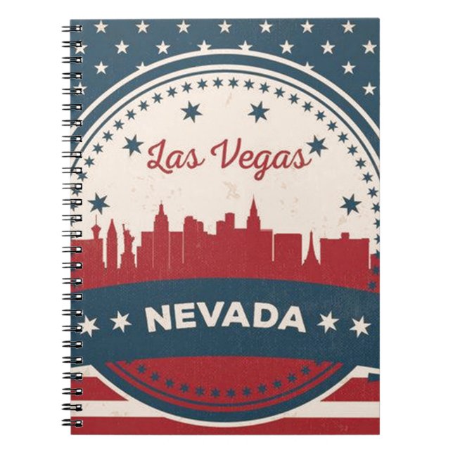 Retro Las Vegas Skyline Anteckningsbok (Framsidan)