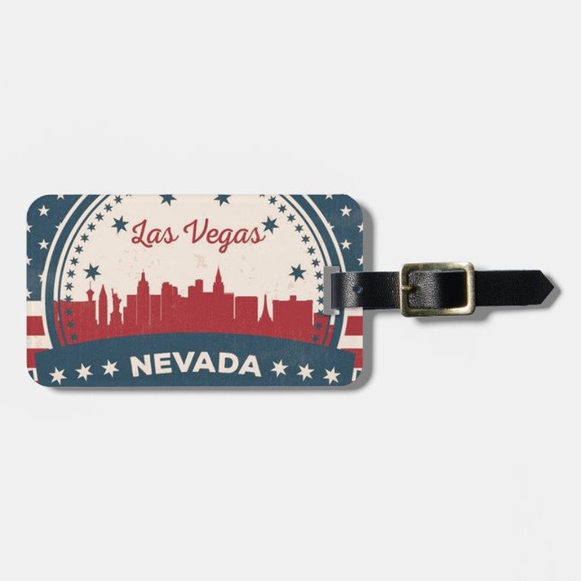 Retro Las Vegas Skyline Bagagebricka (Horisontell Framsida)