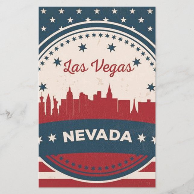 Retro Las Vegas Skyline Brevpapper (Framsida)
