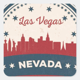 Retro Las Vegas Skyline Fyrkantigt Klistermärke