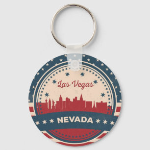 Retro Las Vegas Skyline Nyckelring