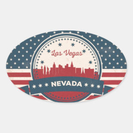 Retro Las Vegas Skyline Ovalt Klistermärke