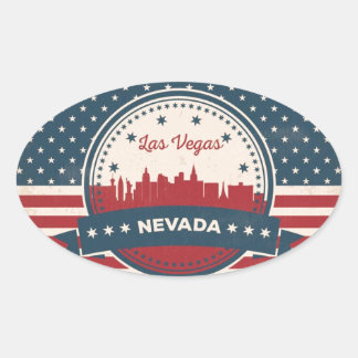 Retro Las Vegas Skyline Ovalt Klistermärke