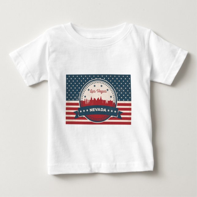 Retro Las Vegas Skyline Tee Shirt (Framsida)