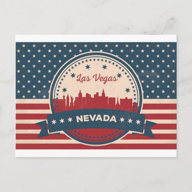 Retro Las Vegas Skyline Vykort (Framsida)