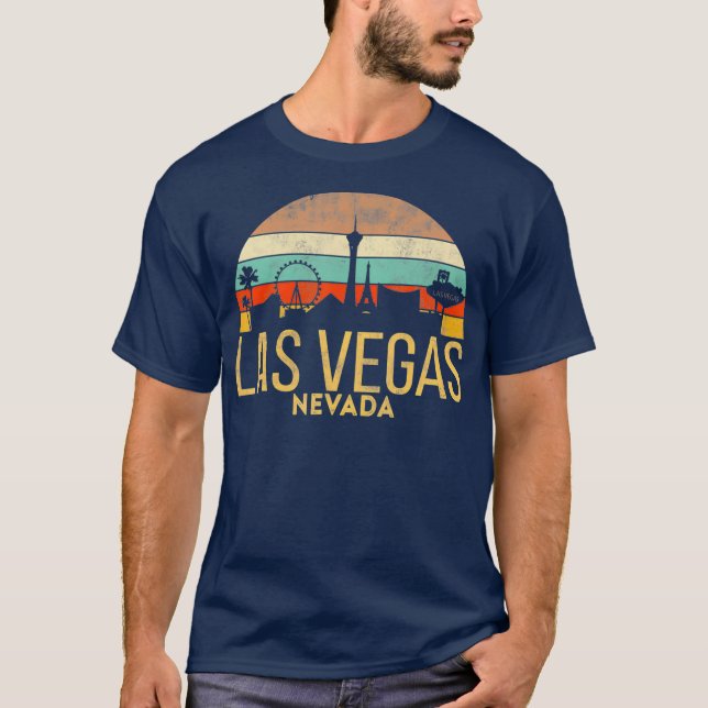 Retro LAS VEGAS souvenir Nevada Sin City-remsan T Shirt (Framsida)