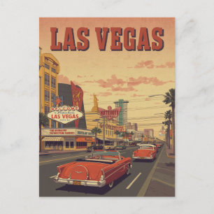 Retro Las Vegas Strip Drive Vykort