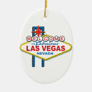 Retro Las Vegas undertecknar Julgransprydnad Keramik