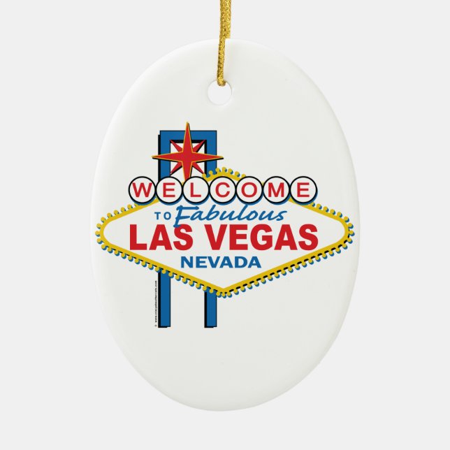 Retro Las Vegas undertecknar Julgransprydnad Keramik (Framsidan)