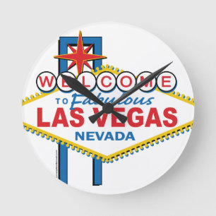 Retro Las Vegas undertecknar Rund Klocka