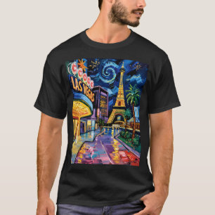 Retro Las Vegas Van Gogh Stil Casino Natten City T Shirt